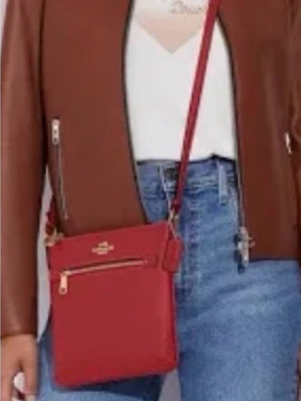 Coach Red Leather Crossbody with Gold Hardware New